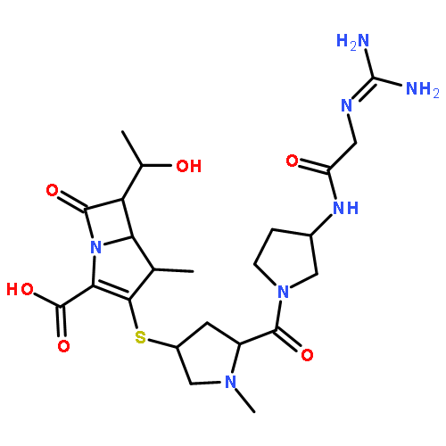 (4r,5s,6s)-3-[(3s,5s)-5-[(3s)-3-[[2-(diaminomethylideneamino)acetyl]amino]pyrrolidine-1-carbonyl]-1-methylpyrrolidin-3-yl]sulfanyl-6-[(1r)-1-hydroxyethyl]-4-methyl-7-oxo-1-azabicyclo[3.2.0]hept-2-ene-2-carboxylic Acid