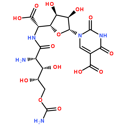 b-D-Allofuranuronic acid,5-[[2-amino-5-O-(aminocarbonyl)-2-deoxy-L-xylonoyl]amino]-1-(5-carboxy-3,4-dihydro-2,4-dioxo-1(2H)-pyrimidinyl)-1,5-dideoxy-