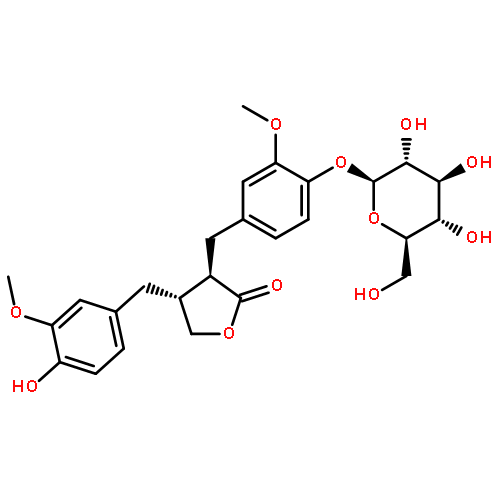 2(3H)-Furanone, 3-[[4-(b-D-glucopyranosyloxy)-3-methoxyphenyl]methyl]dihydro-4-[(4-hydroxy-3-methoxyphenyl)methyl]-,(3R,4R)-