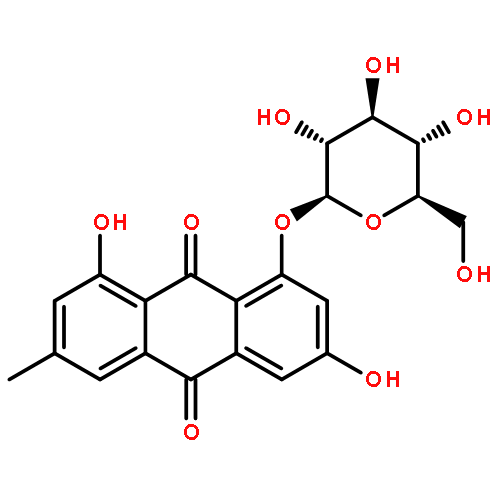 GLUCOPYRANOSIDE, 3,8-DIHYDROXY-6-METHYL-1-ANTHRAQUINONYL, .BETA.-D- 