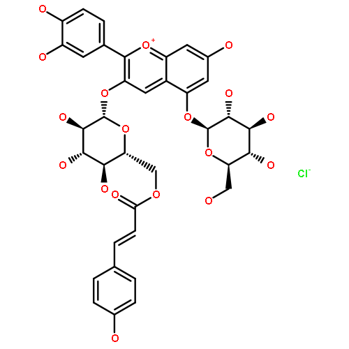 1-Benzopyrylium,2-(3,4-dihydroxyphenyl)-5-(b-D-glucopyranosyloxy)-7-hydroxy-3-[[6-O-[(2E)-3-(4-hydroxyphenyl)-1-oxo-2-propen-1-yl]-b-D-glucopyranosyl]oxy]-, chloride(1:1)