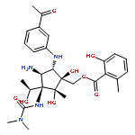 Benzoic acid,2-hydroxy-6-methyl-,[(1S,2R,3R,4S,5S)-5-[(3-acetylphenyl)amino]-4-amino-3-[[(dimethylamino)carbonyl]amino]-1,2-dihydroxy-3-[(1S)-1-hydroxyethyl]-2-methylcyclopentyl]methylester