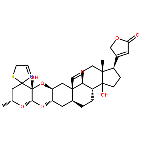 Card-20(22)-enolide,14-hydroxy-2,3-[[(5S,6R,7S,9R)-6-hydroxy-9-methyl-8-oxa-1-thia-4-azaspiro[4.5]dec-3-ene-6,7-diyl]bis(oxy)]-19-oxo-,(2a,3b,5a)-