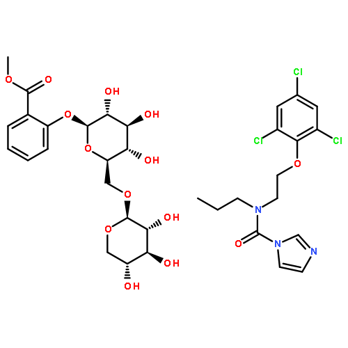 methyl 2-{[6-O-(beta-D-xylopyranosyl)-beta-D-glucopyranosyl]oxy}benzoate - N-propyl-N-[2-(2,4,6-trichlorophenoxy)ethyl]-1H-imidazole-1-carboxamide (1:1)