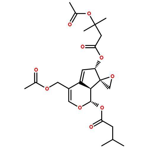 Butanoic acid,3-(acetyloxy)-3-methyl-,(1S,2'R,6S,7aS)-4-[(acetyloxy)methyl]-6,7a-dihydro-1-(3-methyl-1-oxobutoxy)spiro[cyclopenta[c]pyran-7(1H),2'-oxiran]-6-ylester