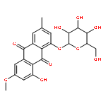 1-Hydroxy-3-methoxy-6-methyl-8-(((2S,3R,4S,5S,6R)-3,4,5-trihydroxy-6-(hydroxymethyl)tetrahydro-2H-pyran-2-yl)oxy)anthracene-9,10-dione