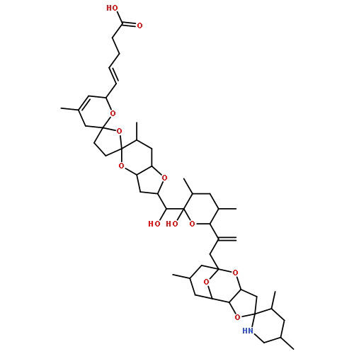 4-Pentenoic acid,
5-[(2R,2'R,2''R,3aS,6S,6''S,7aS)-2-[(S)-[(2R,3R,5S,6S)-6-[1-[[(2R,3'R,
3aS,5S,5'S,7R,9R,9aS)-hexahydro-3',5',7-trimethylspiro[5,9-epoxy-2H-
furo[3,2-b]oxocin-2,2'-piperidin]-5(3H)-yl]methyl]ethenyl]tetrahydro-2-hy
droxy-3,5-dimethyl-2H-pyran-2-yl]hydroxymethyl]-2,3,3',3a,4',5'',6,6'',7,7
a-decahydro-4'',6-dimethyldispiro[5H-furo[3,2-b]pyran-5,2'(5'H)-furan-5'
,2''-[2H]pyran]-6''-yl]-, (4E)-