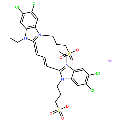 5,6-DICHLORO-2-(3-(5,6-DICHLORO-1-ETHYL-3-(3-SULFOPROPYL)-1,3-DIHYDRO-2H-BENZIMIDAZOL-2-YLIDENE)-1-PROPENYL)-1-ETHYL-3-(3-SULFOPROPYL)-1H-BENZIMIDAZOLIUM INNER SALT SODIUM SALT 