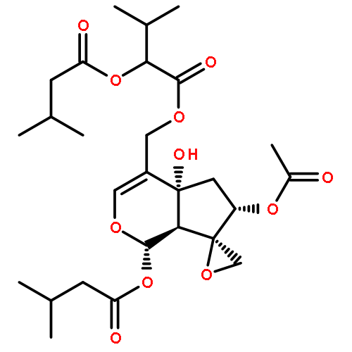 ((1S,4aR,6S,7R,7aS)-6-acetoxy-4a-hydroxy-1-((3-methylbutanoyl)oxy)-4a,5,6,7a-tetrahydro-1H-spiro[cyclopenta[c]pyran-7,2'-oxiran]-4-yl)methyl 3-methyl-2-((3-methylbutanoyl)oxy)butanoate