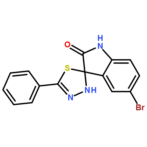 <br>5-bromo-5'-phenyl-1,2',3,3'-tetrahydrospiro[2H-indole-3,2'-(1,3,4)-thiadiaz ole]-2-one