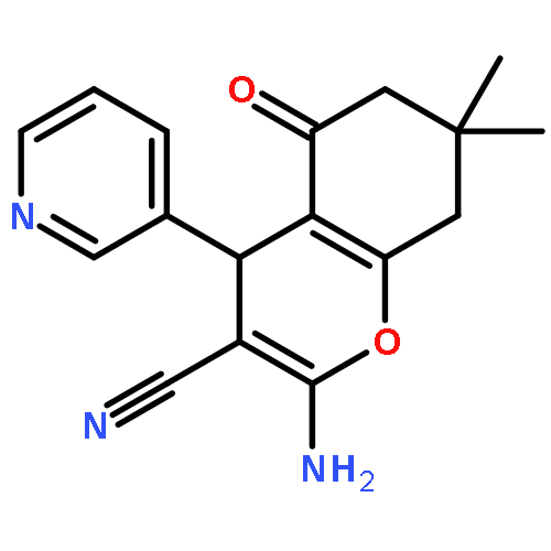 <br>2-amino-7,7-dimethyl-5-oxo-4-(3-pyridinyl)-5,6,7,8-tetrahydro-4H-chromene-3 -carbonitrile