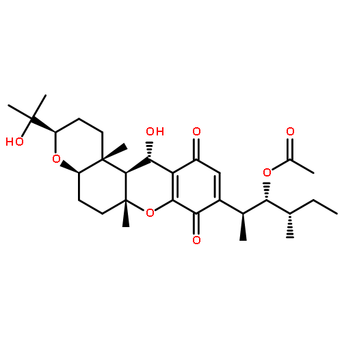 Pyrano[3,2-a]xanthene-8,11-dione,9-[(1S,2R,3S)-2-(acetyloxy)-1,3-dimethylpentyl]-1,2,3,4a,5,6,6a,12,12a,12b-decahydro-12-hydroxy-3-(1-hydroxy-1-methylethyl)-6a,12b-dimethyl-,(3R,4aR,6aR,12S,12aS,12bR)-