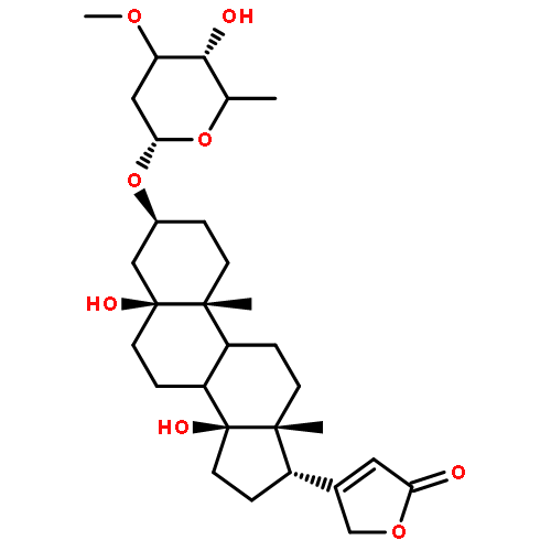 Card-20(22)-enolide,3-[(2,6-dideoxy-3-O-methyl-b-D-ribo-hexopyranosyl)oxy]-5,14-dihydroxy-, (3b,5b)- (9CI)