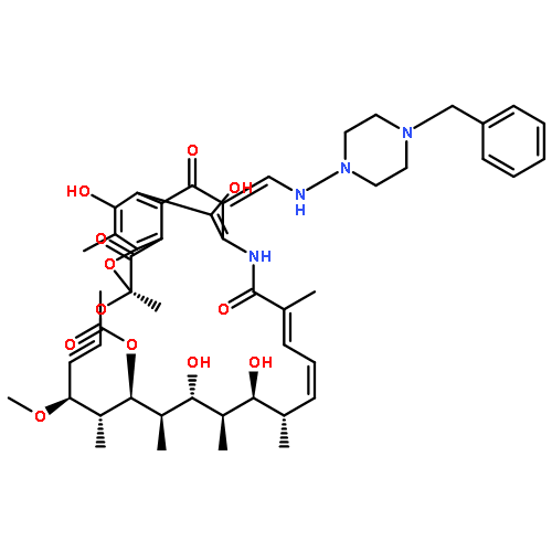 (2S,8E,16S,17S,18R,19R,20R,21S,22R,23S,24E)-8-{[(4-benzylpiperazin-1-yl)amino]methylidene}-5,6,17,19-tetrahydroxy-23-methoxy-2,4,12,16,18,20,22-heptamethyl-1,9,11-trioxo-1,2,8,9-tetrahydro-2,7-(epoxypentadeca[1,11,13]trienoimino)naphtho[2,1-b]furan-21-yl