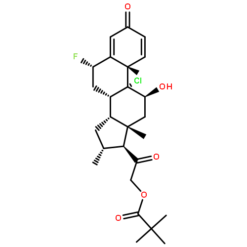 Pregna-1,4-diene-3,20-dione,9-chloro-21-(2,2-dimethyl-1-oxopropoxy)-6-fluoro-11-hydroxy-16-methyl-, (6a,11b,16a)-