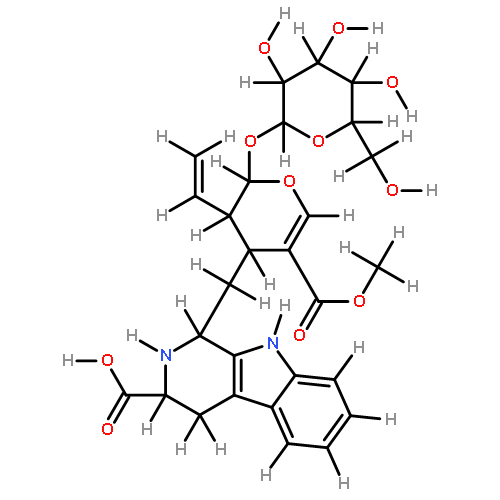 (3S)-cis-1-((4S)-2t-beta-D-glucopyranosyloxy-5-methoxycarbonyl-3c-vinyl-3,4-dihydro-2H-pyran-4r-ylmethyl)-2,3,4,9-tetrahydro-1H-beta-carboline-3-carboxylic acid