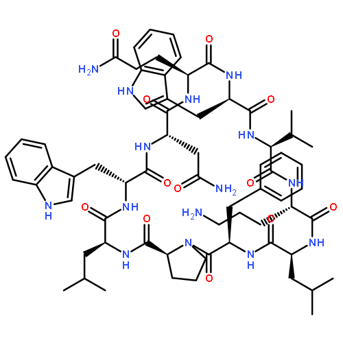 Cyclo(L-asparaginyl-L-glutaminyl-D-tryptophyl-L-valyl-L-ornithyl-L-leucyl-D-p
henylalanyl-L-prolyl-L-leucyl-D-tryptophyl)