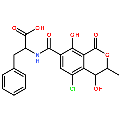 N-{[(3R,4R)-5-chloro-4,8-dihydroxy-3-methyl-1-oxo-3,4-dihydro-1H-isochromen-7-yl]carbonyl}-L-phenylalanine