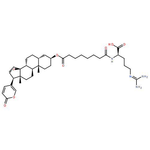 (3beta,5beta,15beta)-3-{[8-({(1R)-1-carboxy-4-[(diaminomethylidene)amino]butyl}amino)-8-oxooctanoyl]oxy}-14,15-epoxybufa-20,22-dienolide