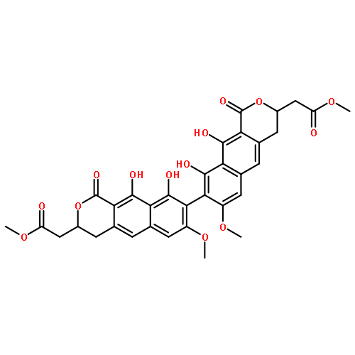 DIMETHYL 2,2'-(9,9',10,10'-TETRAHYDROXY-7,7'-DIMETHOXY-1,1'-DIOXO<WBR />-3,3',4,4'-TETRAHYDRO-1H,1'H-8,8'-BIBENZO[G]ISOCHROMENE-3,3'-DIYL<WBR />)DIACETATE 