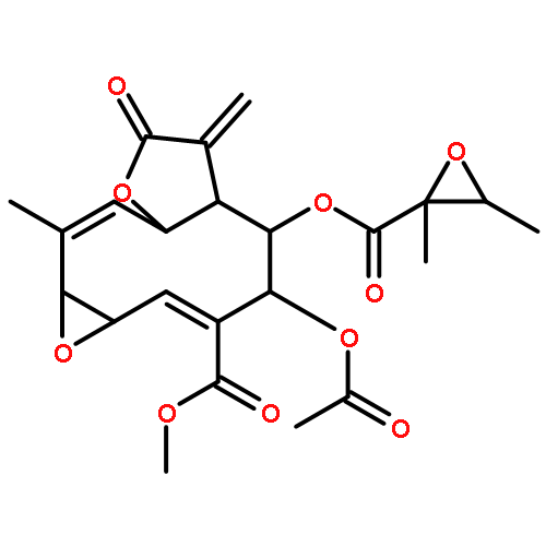 OXIRENO[7,8]CYCLODECA[1,2-B]FURAN-3-CARBOXYLIC ACID, 4-(ACETYLOXY)-5-[[(2,3-DIMETHYLOXIRANYL)CARBONYL]OXY]-1A,4,5,5A,6,7,8A,10A-OCTAHYDRO-10-METHYL-6-METHYLENE-7-OXO-, METHYL ESTER, [1AR-[1AR*,2E,4S*,5S*(2R*,3R*),5AS*,8AR*,9E,10AS*]]- 