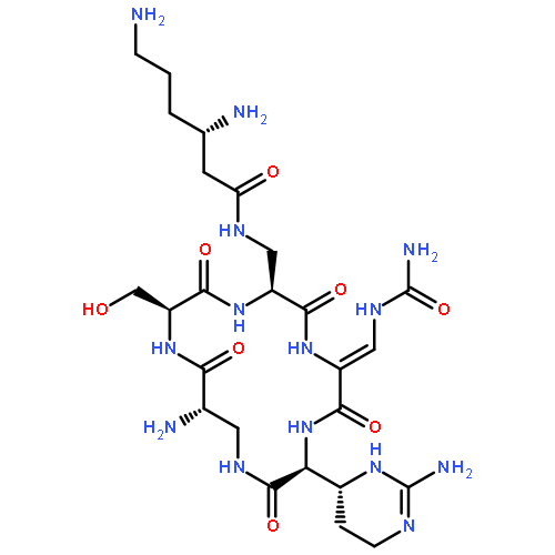 Cyclo[3-[[(3S)-3,6-diamino-1-oxohexyl]amino]-L-alanyl-(2Z)-3-[(aminocarbonyl)amino]-2,3-didehydroalanyl-(2S)-2-[(4R)-2-amino-3,4,5,6-tetrahydro-4-pyrimidinyl]glycyl-(2S)-2-amino-b-alanyl-L-seryl]