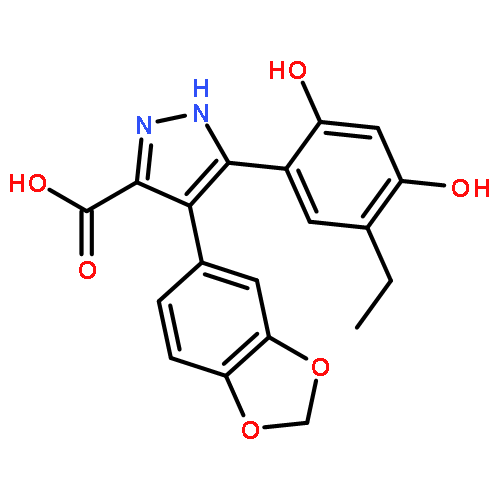 4-(1,3-BENZODIOXOL-5-YL)-5-(3-ETHYL-4-HYDROXY-6-OXOCYCLOHEXA-2,4-DIEN-1-YLIDENE)-1,2-DIHYDROPYRAZOLE-3-CARBOXYLIC ACID 