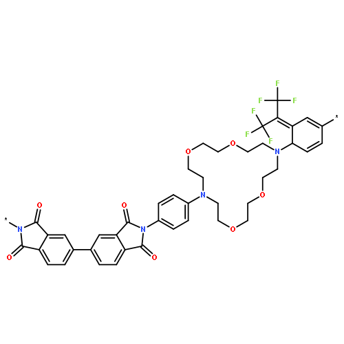 Poly[(1,3-dihydro-1,3-dioxo-2H-isoindole-2,5-diyl)[2,2,2-trifluoro-1-(triflu
oromethyl)ethylidene](1,3-dihydro-1,3-dioxo-2H-isoindole-5,2-diyl)-1,4-
phenylene(1,4,10,13-tetraoxa-7,16-diazacyclooctadecane-7,16-diyl)-1,
4-phenylene]