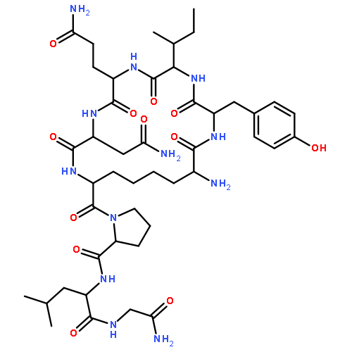 1-{[(2S,8S,11S,14S,19S)-19-amino-11-(2-amino-2-oxoethyl)-8-(3-amino-3-oxopropyl)-5-[(2S)-butan-2-yl]-2-(4-hydroxybenzyl)-3,6,9,12,20-pentaoxo-1,4,7,10,13-pentaazacycloicosan-14-yl]carbonyl}-L-prolyl-L-leucylglycinamide