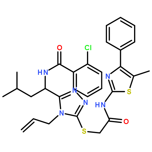 2-chloro-N-{3-methyl-1-[5-({2-[(5-methyl-4-phenyl-1,3-thiazol-2-yl)amino]-2-oxoethyl}sulfanyl)-4-prop-2-en-1-yl-4H-1,2,4-triazol-3-yl]butyl}benzamide