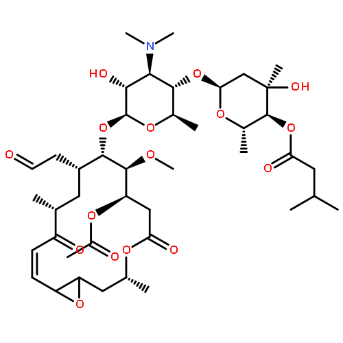 Leucomycin V,9-deoxy-12,13-epoxy-12,13-dihydro-9-oxo-, 3-acetate 4B-(3-methylbutanoate),(12S,13S)-