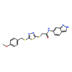 <br>N-(1H-Indazol-6-yl)-2-((5-((4-methoxybenzyl)thio)-1,3,4-thiadiazol-2-yl)thi o)acetamide