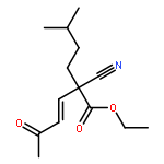 3-Hexenoic acid, 2-cyano-2-(3-methylbutyl)-5-oxo-, ethyl ester, (3E)-