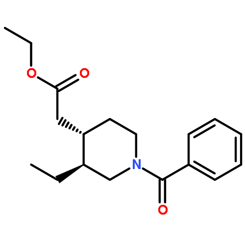 4-PIPERIDINEACETIC ACID, 1-BENZOYL-3-ETHYL-, ETHYL ESTER, TRANS-