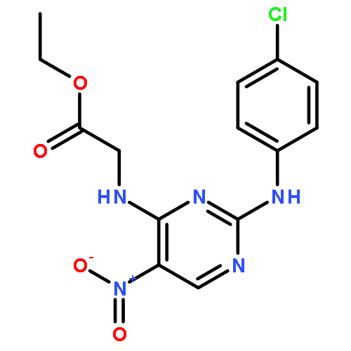 Glycine, N-[2-[(4-chlorophenyl)amino]-5-nitro-4-pyrimidinyl]-, ethyl ester