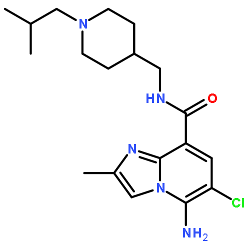 5-amino-6-chloro-2-methyl-N-[[1-(2-methylpropyl)piperidin-4-yl]methyl]imidazo[1,2-a]pyridine-8-carboxamide