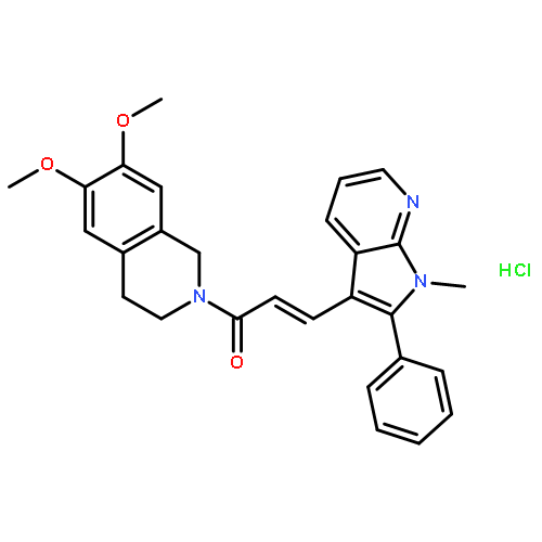 2-Propen-1-one,1-(3,4-dihydro-6,7-dimethoxy-2(1H)-isoquinolinyl)-3-(1-methyl-2-phenyl-1H-pyrrolo[2,3-b]pyridin-3-yl)-,hydrochloride (1:1), (2E)-