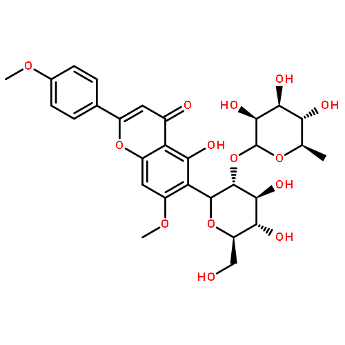 4H-1-Benzopyran-4-one,6-[2-O-(6-deoxy-a-L-mannopyranosyl)-b-D-glucopyranosyl]-5-hydroxy-7-methoxy-2-(4-methoxyphenyl)-