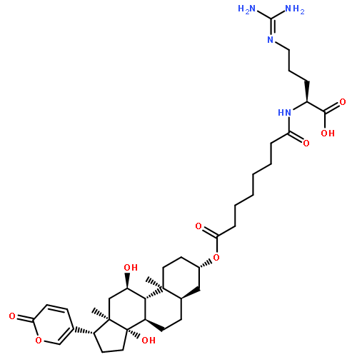 (3beta,5beta,11alpha)-3-{[8-({(1R)-1-carboxy-4-[(diaminomethylidene)amino]butyl}amino)-8-oxooctanoyl]oxy}-11,14-dihydroxybufa-20,22-dienolide