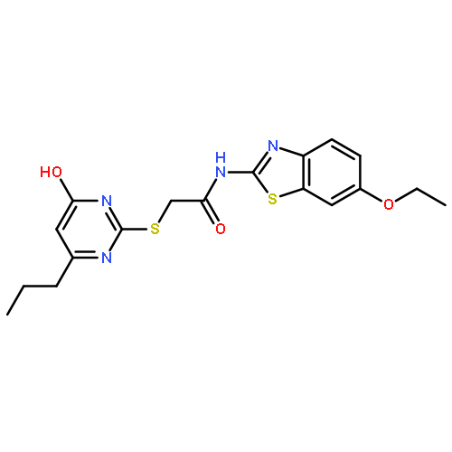 <br>N-(6-ethoxy-1,3-benzothiazol-2-yl)-2-[(4-hydroxy-6-propyl-2-pyrimidinyl)thi o]acetamide