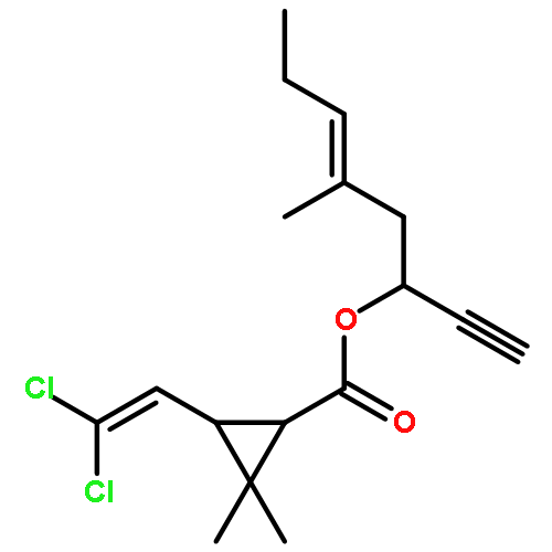 Cyclopropanecarboxylicacid, 3-(2,2-dichloroethenyl)-2,2-dimethyl-, 1-ethynyl-2-methyl-2-penten-1-ylester