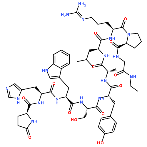 5-OXO-L-PROLYL-L-HISTIDYL-L-TRYPTOPHYL-L-SERYL-L-TYROSYL-L-ALANYL-L-LEUCYL-N5-(DIAMINOMETHYLENE)-L-ORNITHYL-L-PROLYL-N-ETHYLGLYCINAMIDE