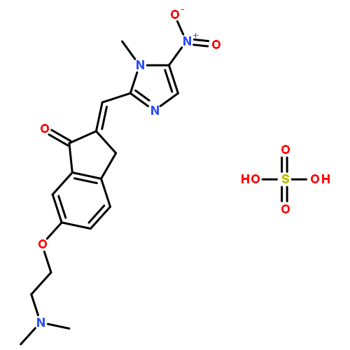 6-[2-(dimethylamino)ethoxy]-2-[(1-methyl-5-nitro-1H-imidazol-2-yl)methylidene]-2,3-dihydro-1H-inden-1-one sulfate (1:1)