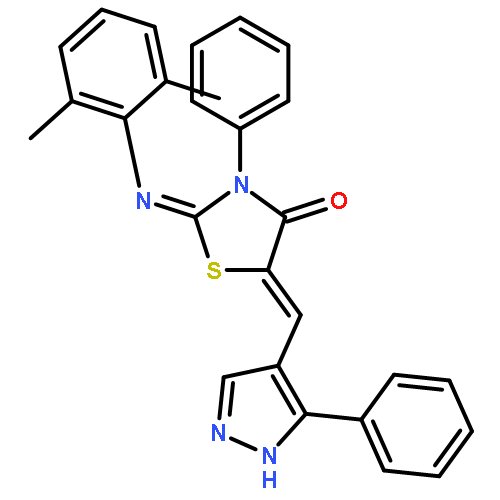 (2Z,5Z)-2-[(2,6-dimethylphenyl)imino]-3-phenyl-5-[(5-phenyl-1H-pyrazol-4-yl)methylidene]-1,3-thiazolidin-4-one