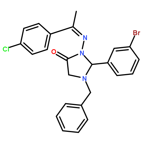 1-benzyl-2-(3-bromophenyl)-3-{[(1E)-1-(4-chlorophenyl)ethylidene]amino}imidazolidin-4-one