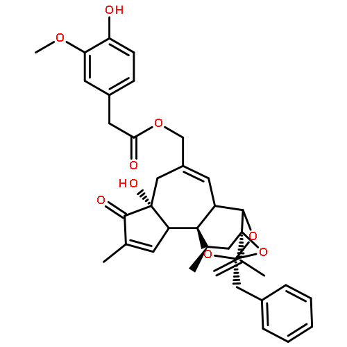 Benzeneacetic acid,4-hydroxy-3-methoxy-,[(2S,3aR,3bS,6aR,9aR,9bR,10R,11aR)-3a,3b,6,6a,9a,10,11,11a-octahydro-6a-hydroxy-8,10-dimethyl-11a-(1-methylethenyl)-7-oxo-2-(phenylmethyl)-7H-2,9b-epoxyazuleno[5,4-e]-1,3-benzodioxol-5-yl]methylester