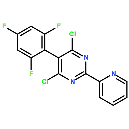 Pyrimidine, 4,6-dichloro-2-(2-pyridinyl)-5-(2,4,6-trifluorophenyl)-