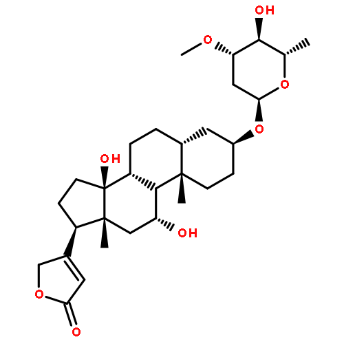 Card-20(22)-enolide,3-[(2,6-dideoxy-3-O-methyl-a-L-arabino-hexopyranosyl)oxy]-11,14-dihydroxy-, (3b,5b,11a)-