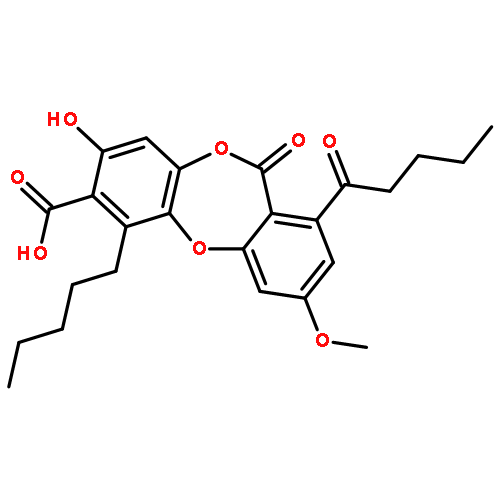 11H-Dibenzo[b,e][1,4]dioxepin-7-carboxylicacid, 8-hydroxy-3-methoxy-11-oxo-1-(1-oxopentyl)-6-pentyl-