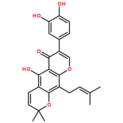 7-(3,4-dihydroxyphenyl)-5-hydroxy-2,2-dimethyl-10-(3-methylbut-2-en-1-yl)-2H,6H-pyrano[3,2-g]chromen-6-one